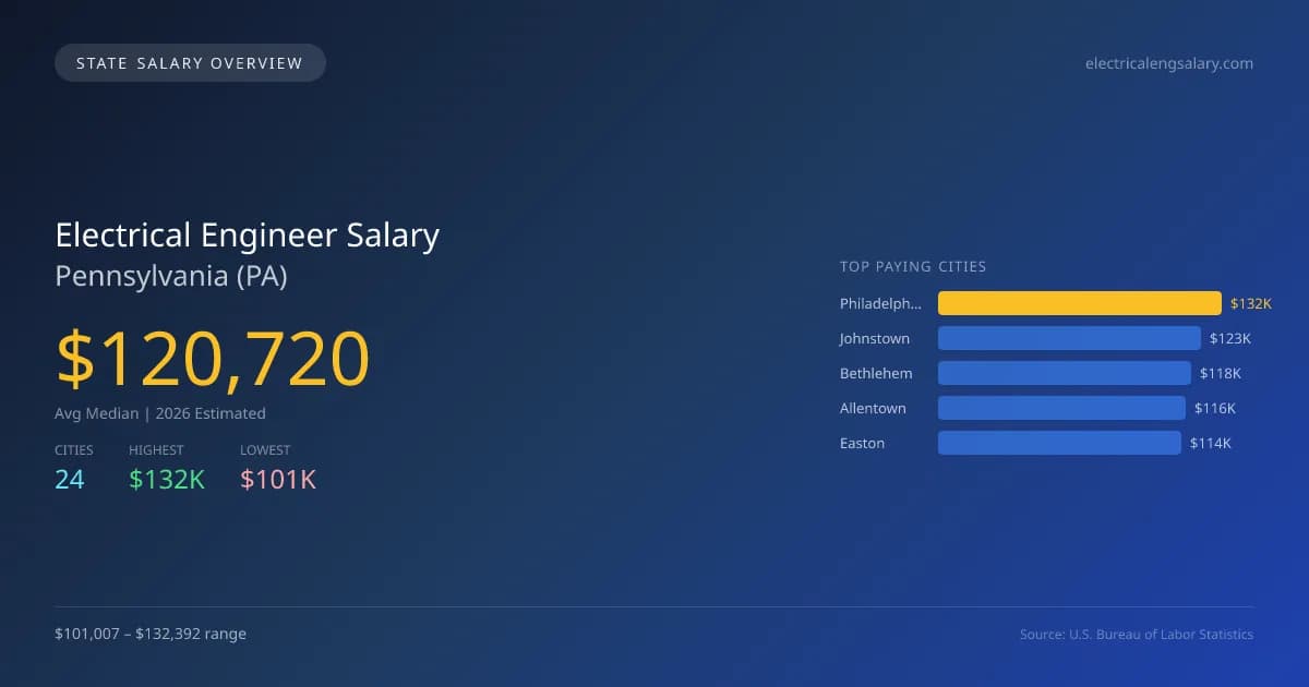 Electrical Engineer Salary in Pennsylvania - 2025 BLS Data Infographic