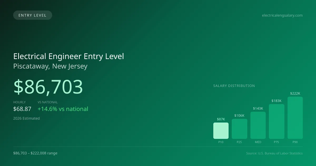 Electrical Engineer Entry Level Salary in Piscataway, NJ — 2026 est., based on 2025 BLS