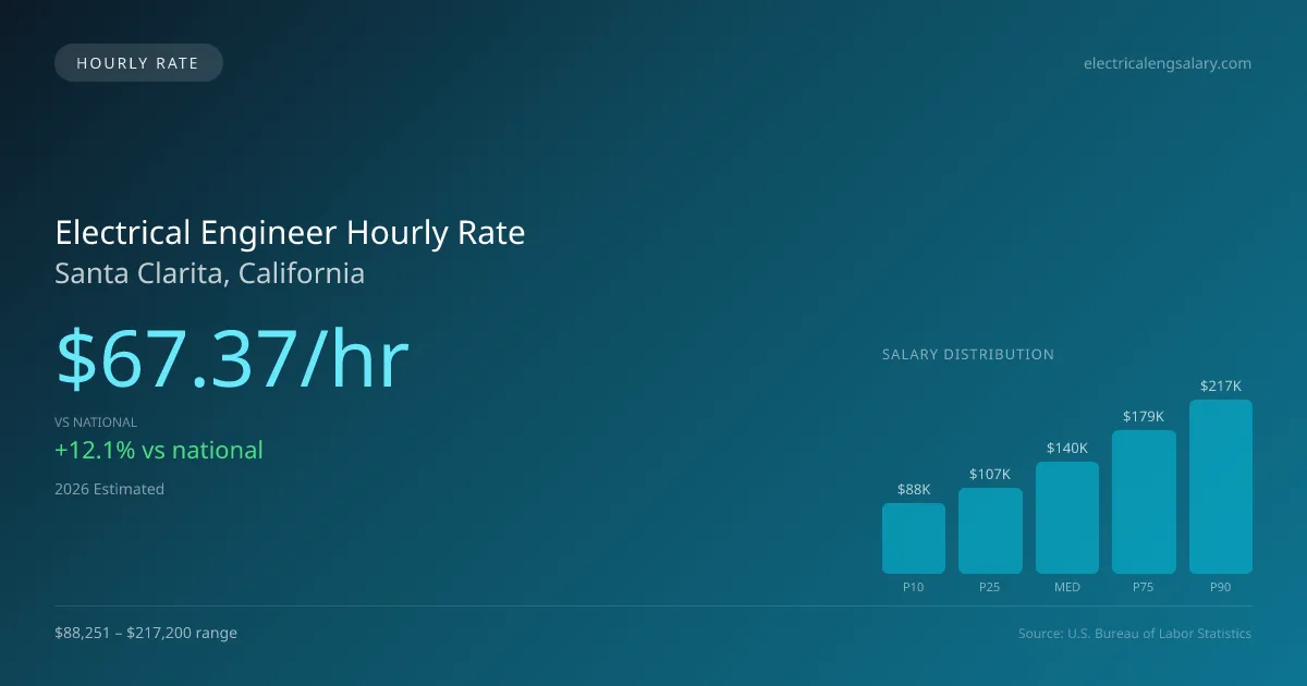 Electrical Engineer Hourly Rate in Santa Clarita, CA — 2026 est., based on 2025 BLS
