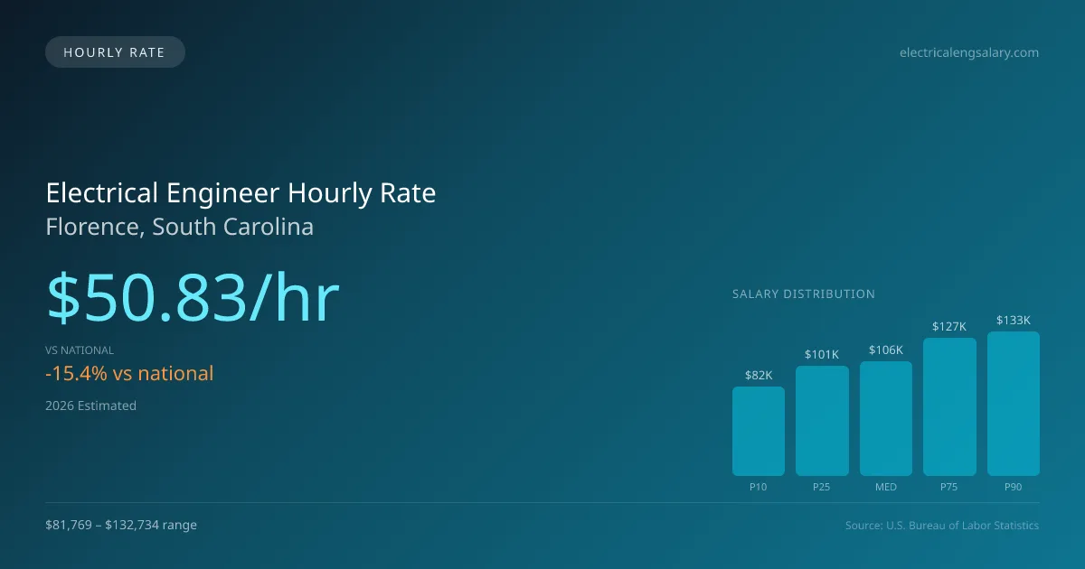 Electrical Engineer Hourly Rate in Florence, SC — 2026 est., based on 2025 BLS