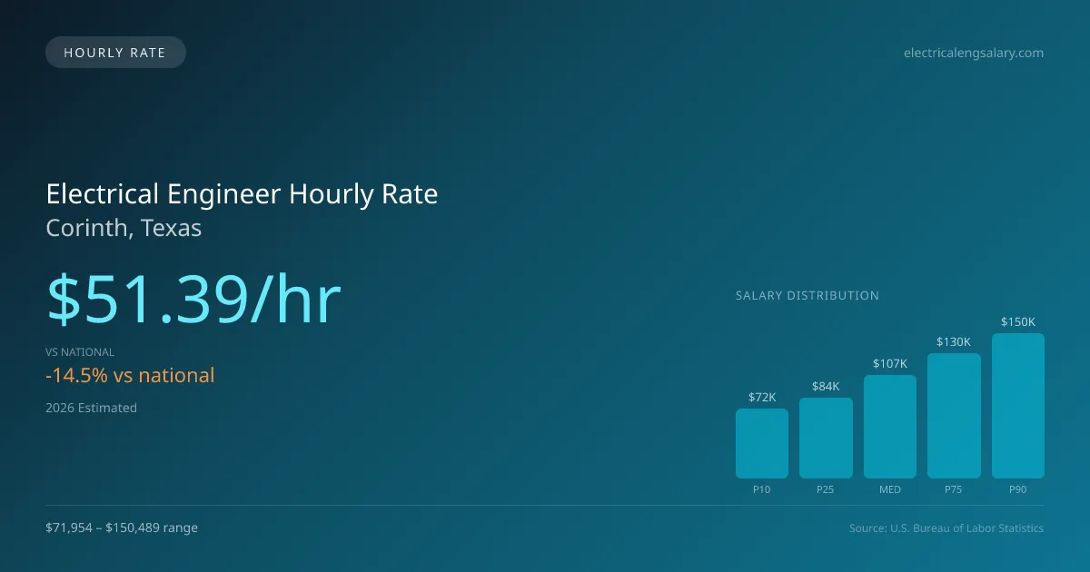 Electrical Engineer Hourly Rate in Corinth, TX — 2026 est., based on 2025 BLS