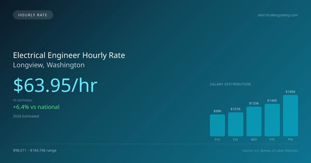 Electrical Engineer Hourly Rate in Longview, WA — 2026 est., based on 2025 BLS