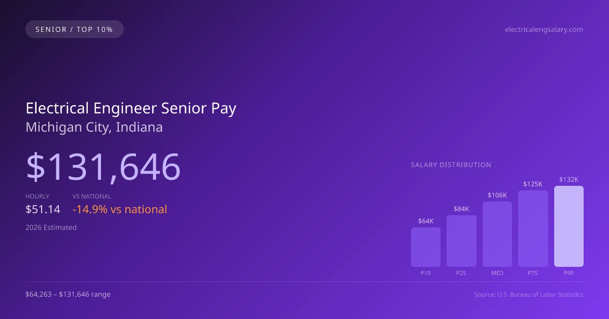 Electrical Engineer Senior Salary in Michigan City, IN — 2026 est., based on 2025 BLS
