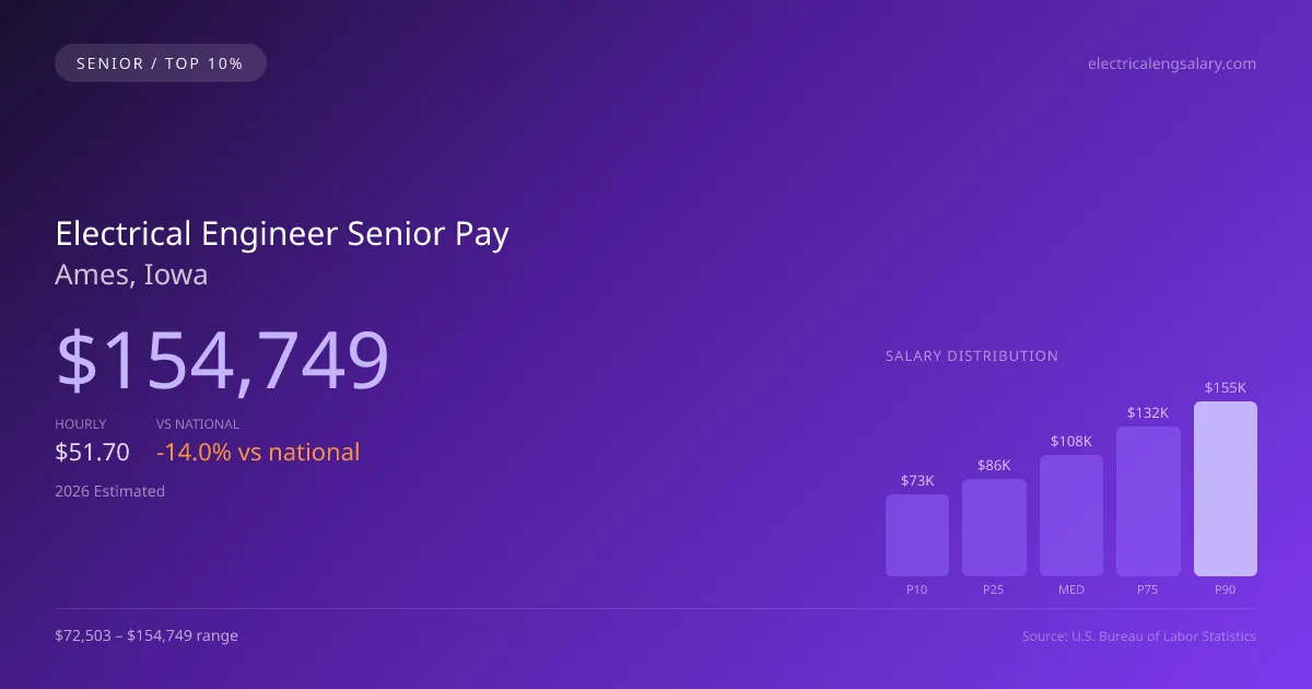 Electrical Engineer Senior Salary in Ames, IA — 2026 est., based on 2025 BLS